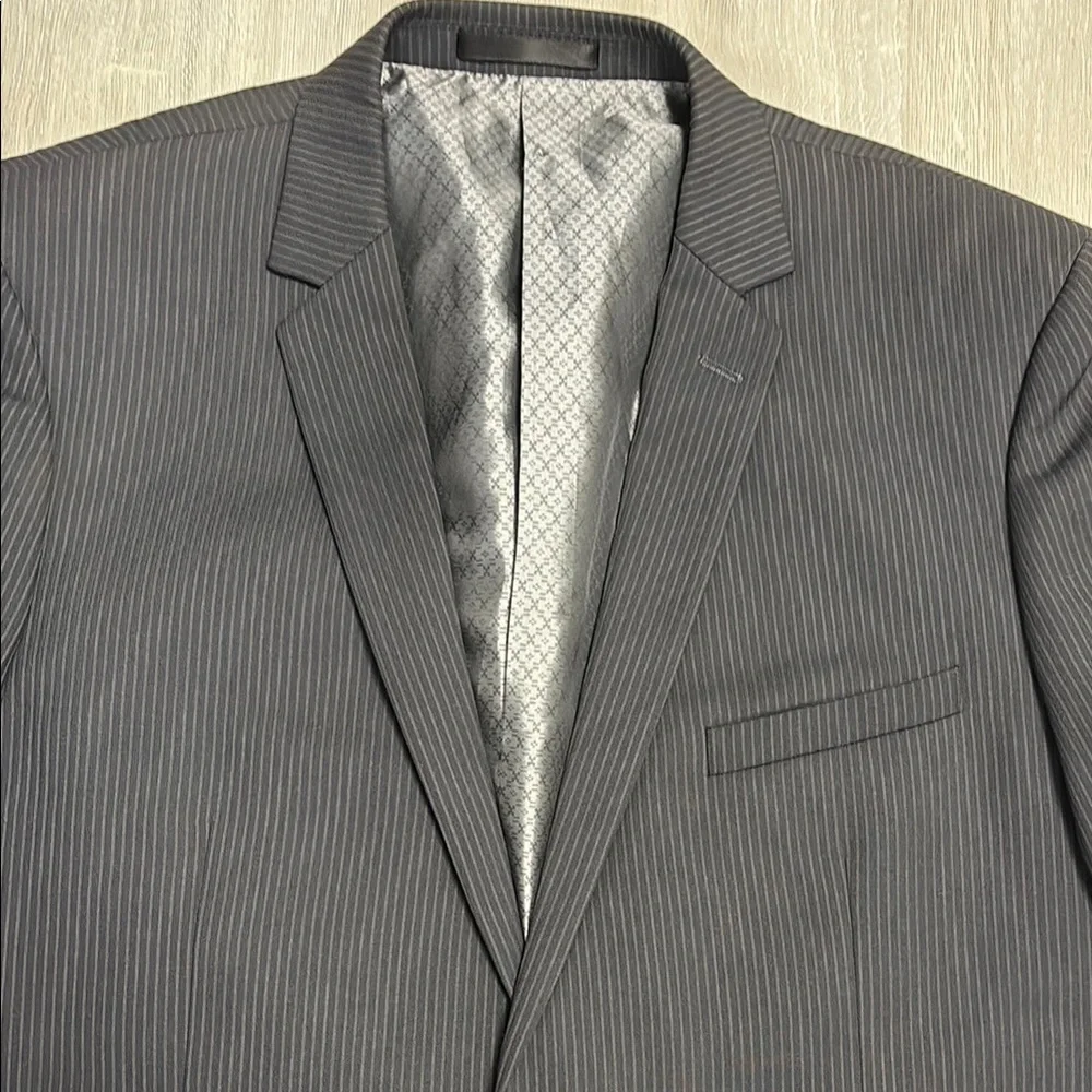 🔥BUNDLESALE 48R Alberto Cardinali Gray Slim Fit Sport Coat with Pinstripes
